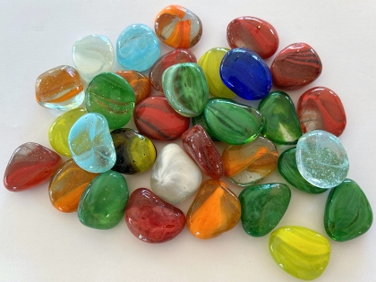 Glass Pebbles 28-30 mm Multicoloured Mix Transparent Opaque | Glass Nuggets